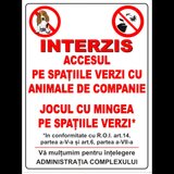 Indicator interzis accesul pe spatiile verzi cu animale de companie si jocul cu mingea pe spatiile v